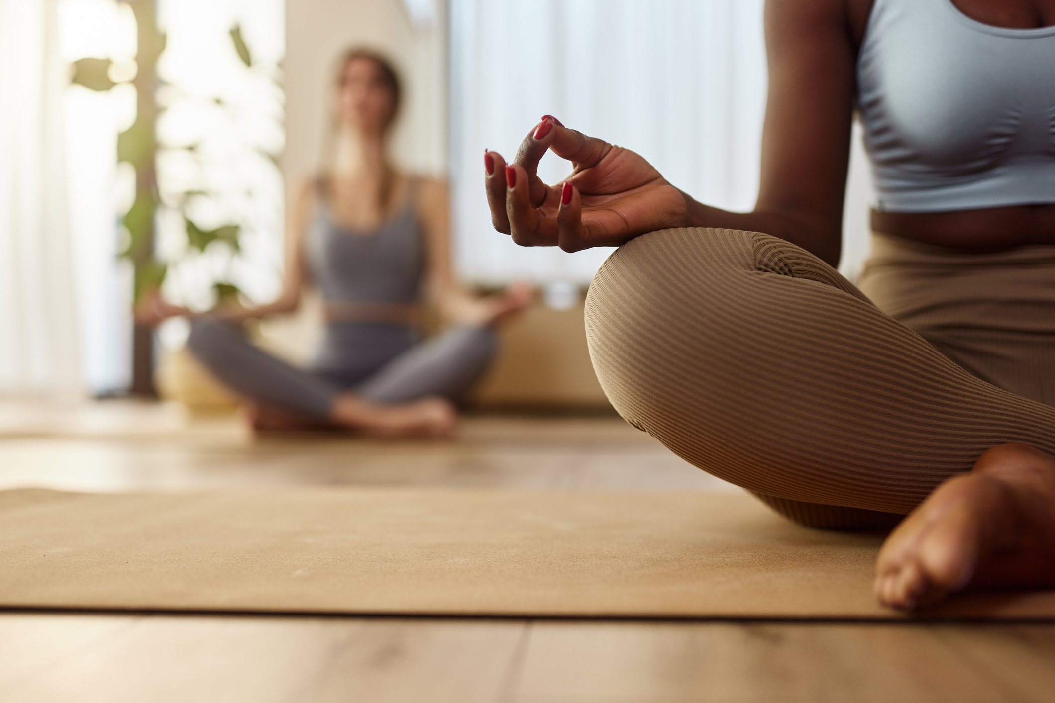 Yoga studio with students on mats