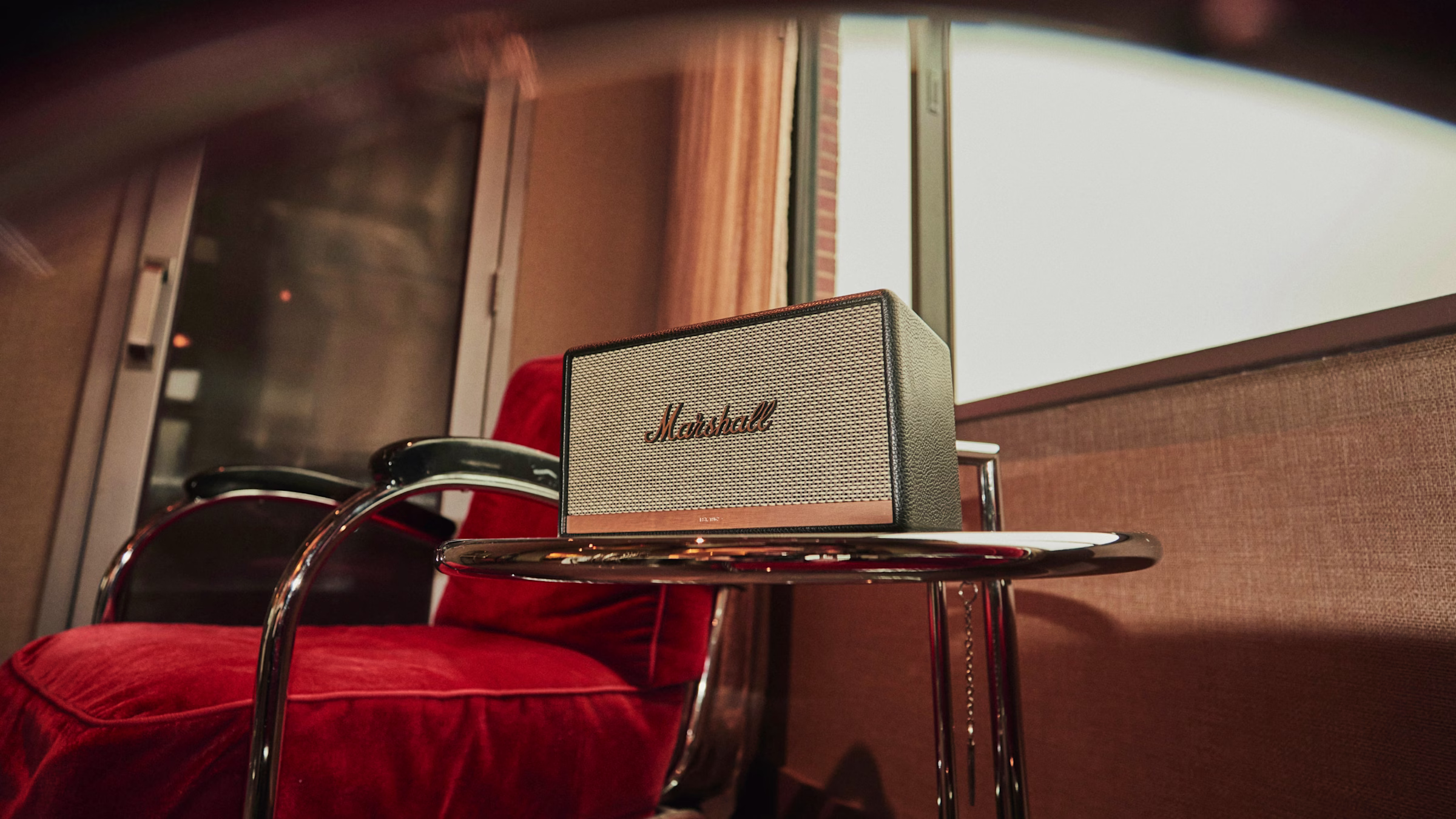Marshall speaker in a lounge setting