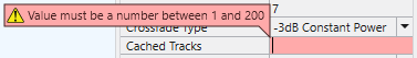 Cached Tracks validation: value must be between 1 and 200.