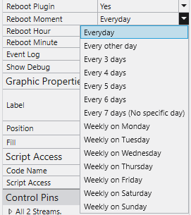 Reboot Moment dropdown, frequency-based or specific-day options.