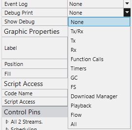 Debug Print options, every available console mode.