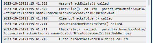 Function Calls mode: important plugin function calls logged.