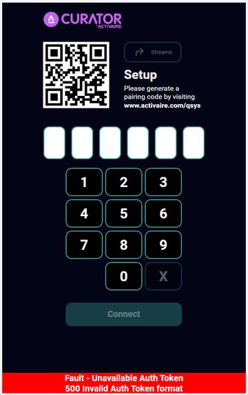 Setup screen, initial state with the Fault status.