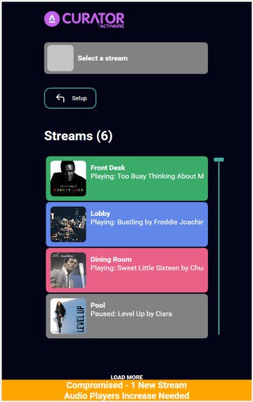 Compromised status, the user's account has more Streams than the plugin's Audio Players.