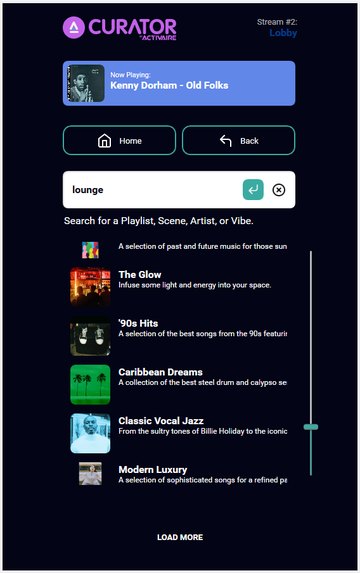 Search results for "lounge", playlists, scenes, artists, vibes.