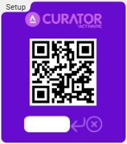 Setup card, text box for the PIN code, arrow to connect, clear button, QR code.